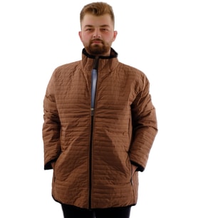 Mode XL Büyük Beden Erkek Dik Yaka Kapitone Mont U24609 Kahverengi