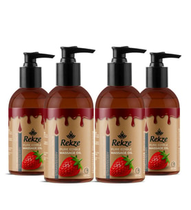Rekze 4 Adet Çilek Aromalı Erotik Vücut Aromaterapi Masaj Yağı 120 ml