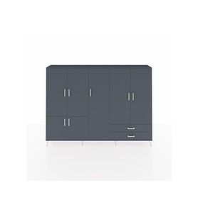 Arges Dolap 12 Raflı 2 Çekmeceli 7 Kapaklı 220x30x163 Antrasit-Antrasit