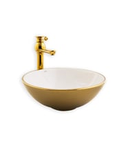 LENA TEZGAHÜSTÜ LAVABO E-5005A (Altın-Beyaz)