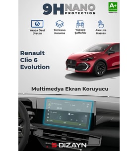 S-Dizayn Renault Clio 6 Evolution 9H Multimedya Ekran Koruyucu (PARLAK) 2026 Üzeri A+ Kalite