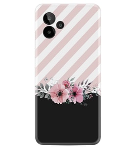 General Mobile GM 24 Pro Kılıf Resimli Desenli Baskılı Silikon Strip Pink Flowers 1396