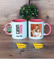 Anneye Hediye Kupa Bardak Pembe Fotoğraflı Anneler Günü Doğum Günü Hediyesi