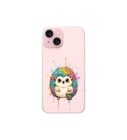 iPhone 15 ile Uyumlu Splash Kirpi Tasarımlı Şeffaf Silikon Kılıf
