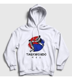 Presmono Unisex Beyaz Dwit Chagi Taekwondo Ufc Mma Tekvando Kapüşonlu Sweatshirt 496901tt