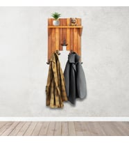 Ahşap Duvar Ve Kapı Askısı Elbise Askılık Raflı Piyano Model 5 Askılı 50x36x9 cm