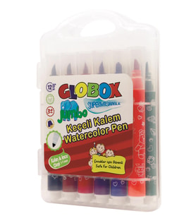 Globox 12 Renk Keçeli Kalem Plastik Kutulu (Karışık)