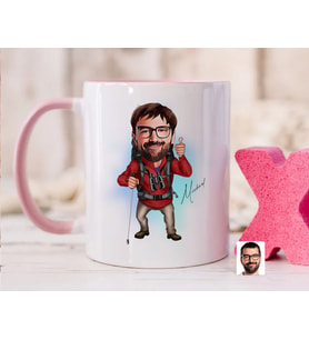 Bk Gift Kişiye Özel Gezgin Karikatürlü Pembe Kupa Bardak-1, Sevgiliye Hediye, Arkadaşa Hediye