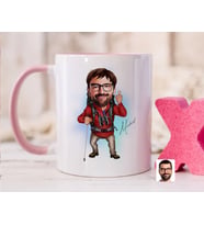 Bk Gift Kişiye Özel Gezgin Karikatürlü Pembe Kupa Bardak-1, Sevgiliye Hediye, Arkadaşa Hediye