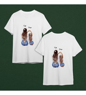 Anne Kız Tasarımlı Tişört Kişiye Özel ( Unisex - Büyük - Çocuk )
