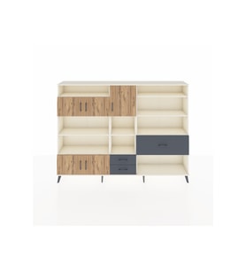 Arges Dolap 13 Raflı 3 Çekmeceli 5 Kapaklı 220x30x163 Aytaşı-Çam/Antrasit