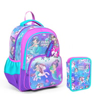 Coral High Turkuaz Unicorn Kız Çocuk Okul Çantası ve Organizer Kalemlik Seti