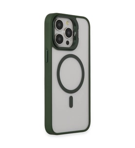 Joko  İphone 15 Pro Kılıf  Lens Magsafe Standlı Kapak - Koyu Yeşil
