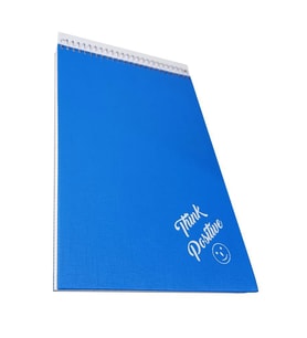 Üstten Spralli Sert Kapak Bloknot 100 Yaprak Çizgili Defter 17x24 Cm Mavi Renk 1 Adet Think Positive