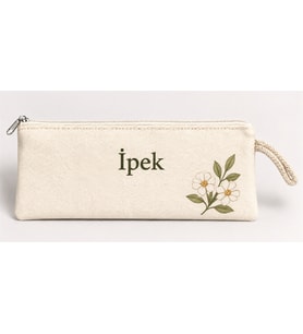 Kişiye Özel Papatya Dalı Köşe Baskılı Fermuarlı Clutch El Çantası Makyaj Çantası