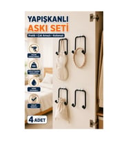 4’lü Yapışkanlı Çok Amaçlı Duvar Askısı Seti