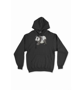 Tatlı Panda Tasarım Siyah Sweatshirt Hoodie