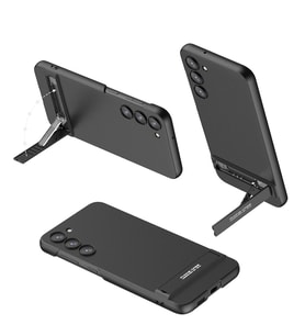 Samsung Galaxy S23 Plus Uyumlu Kılıf Zore Kamera Korumalı Dikey Standlı Ays Kapak (Siyah)