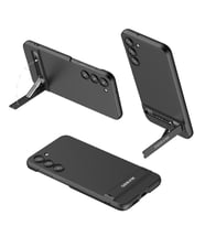 Samsung Galaxy S23 Plus Uyumlu Kılıf Zore Kamera Korumalı Dikey Standlı Ays Kapak (Siyah)