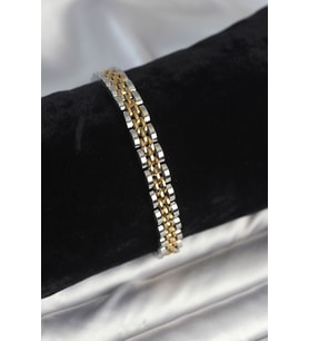 316L Çelik 7 mm Kalınlıkta Gold ve Gümüş Renkli Erkek Bileklik 5886 - GLST8385-7776
