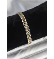 316L Çelik 7 mm Kalınlıkta Gold ve Gümüş Renkli Erkek Bileklik 5886 - GLST8385-7776