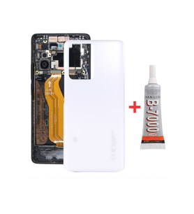 Xiaomi Mi 11T - Mi11T Pro Arka Kapak - Arka Pil Batarya Kapağı + B7000 Yapıştırcı - 21081111RG 2107113SG Uyumlu (Beyaz)