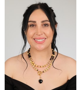 Sitrin & Oniks Kalp Kolye (Sarı-Siyah)