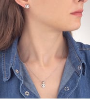925 Ayar Gümüş Pırlanta Modeli Kalp Kolye Küpe Set