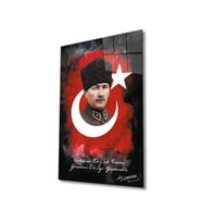 Miyrem Glasses Collection -A1^#  Özlü Sözlü Atatürk Türk Bayrağı Cam Tablo (Çok Renkli)
