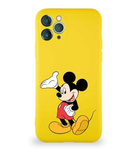 Apple iPhone 11 Pro Soft Premier Kapak Mickey Mouse-C Tasarımlı Silikon Kılıf - Sarı (Şeffaf)