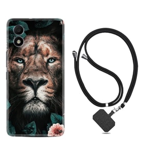 TCL 303 Kılıf Resimli Boyun Askılı İpli Desenli Silikon Leon Flowers 1333