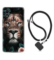 TCL 303 Kılıf Resimli Boyun Askılı İpli Desenli Silikon Leon Flowers 1333