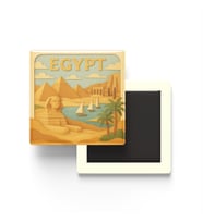 Mısır - Egypt - Paper Cut Art - Baskılı Buzdolap Magneti Kare - 9x9 cm