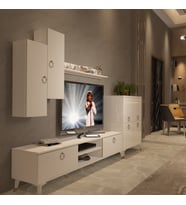 Decoraktiv Eko 6 Mdf Dvd Gold Tv Ünitesi Tv Sehpası - Parlak Beyaz