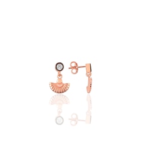 Gümüş rose zirkon taşlı meltem midye küpe SGTL12618ROSE