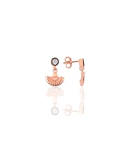 Gümüş rose zirkon taşlı meltem midye küpe SGTL12618ROSE