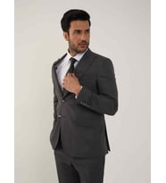 Dufy Koyu Gri Erkek Regular Fit Düz Mono Yaka Takım Elbise - 106912