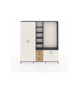 Arges Dolap 13 Raflı 3 Çekmeceli 4 Kapaklı 220x30x243 Antrasit-Aytaşı/Çam