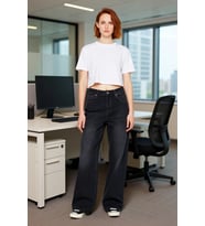 Kadın Açık Denim Wide Leg Pantolon Yüksek Bel Fonksiyonel Dayanıklı Kaliteli Konforlu Spor