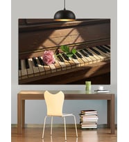Piyano Tuşları Çiçek Müzik Dekoratif Kanvas - Mdf Ahşap Tablo