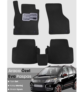 CİTROEN C3 PİCASSO (2009-2017) Uyumlu EVA Paspas Tam Set–Araca Özel,Su Geçirmez,Kolay Montaj