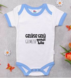 BK Kids Gelüse Gelü Tasarımlı Mavi Bebek Body Zıbın-1