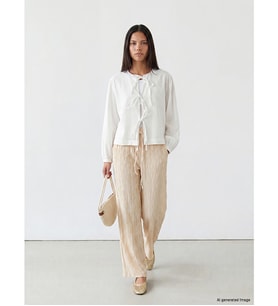LCW Modest Ekru Beli Lastikli Dokulu Kadın Pantolon