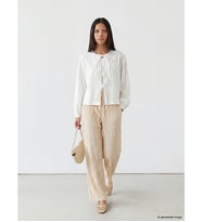 LCW Modest Ekru Beli Lastikli Dokulu Kadın Pantolon
