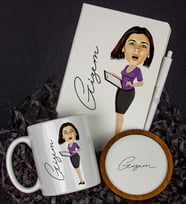 Kişiye Özel Karikatür Tasarım Defter Kalem Kupa Ve Bardak Altlığı Hediye Seti 96205