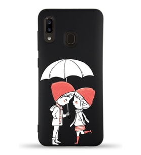 Samsung Galaxy A20e Uyumlu Lansman Kılıf Aşk Tasarımlı İçi Kadife Kapak-Siyah (Şeffaf)