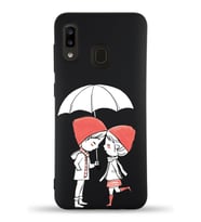 Samsung Galaxy A20e Uyumlu Lansman Kılıf Aşk Tasarımlı İçi Kadife Kapak-Siyah (Şeffaf)