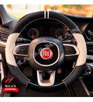Fiat Egea Cross Dikme Direksiyon Kılıfı Delikli Deri Parlak Siyah Bej Detay Çift Yüzük ve Dikiş 2020-2021
