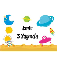 Uzay Temalı Doğum Günü Afişi 35X50 cm
