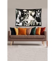 Siyah-Beyaz Sanatsal Leke Tutmaz Kadife Kumaş Duvar Örtüsü Duvar Halısı Tapestry
